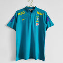 CAMISA PRÉ TREINO BRASIL 2021/22-RETRÔ MASCULINA - AZUL